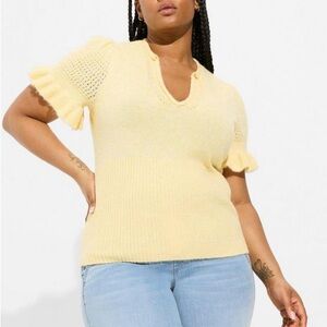 Torrid Yellow V-Neck Knit Top